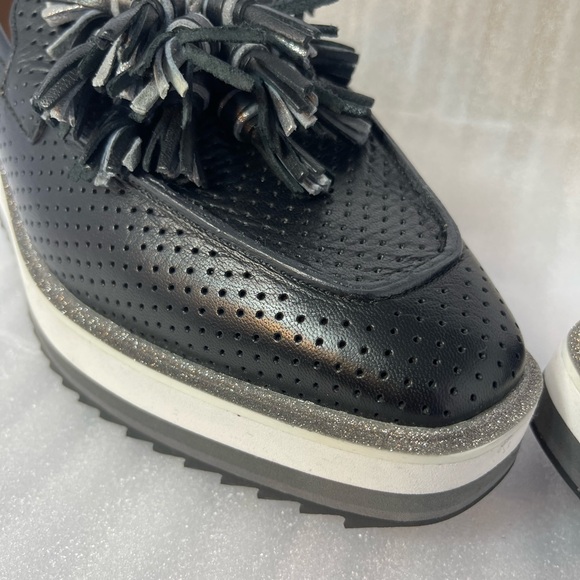 Johnston & Murphy Black Perforated Platform Loafers - Picture 8 of 16